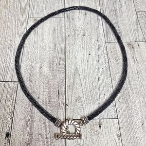 American West Sterling Silver Braided Leather Necklace